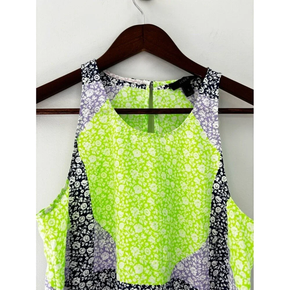 J.Crew Silk Floral Colorblock Tank Top | Bright Preppy Chic